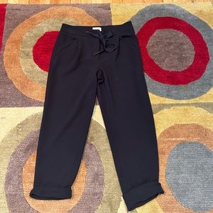 Aritzia Wilfred Allant Pant Cropped Black Trouser Pants Tie Waist 0 Runs Big